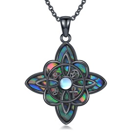 Suiknsn Witches Knot Necklace for Women 925 Sterling Silver Abalone Shell Nudo De Bruja Pendant Necklace Eye of Horus Ankh Wiccan Jewelry Christmas Birthday Gifts for Girlfriends Daughter