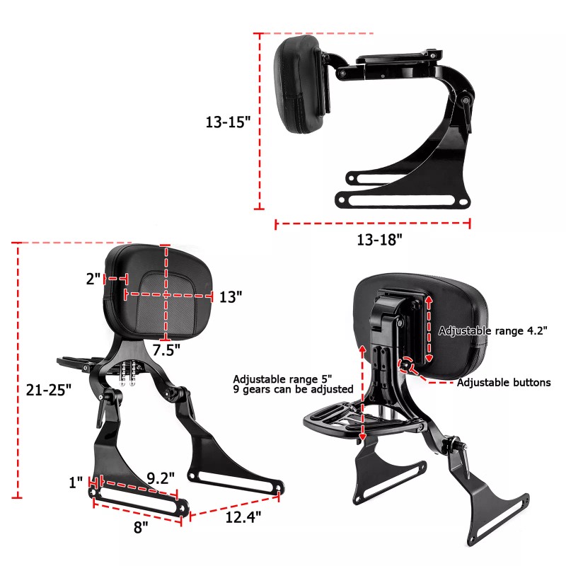 CB Multi-Purpose Driver Backrest Sissy bar For Harley Breakout Fat