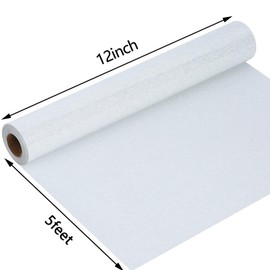 Guangyintong Heat Transfer Vinyl Glitter HTV Rolls, 12" x 5ft White Iron on Vinyl for T Shirts, Easy to Cut & Weed for Heat Vinyl DIY Design
