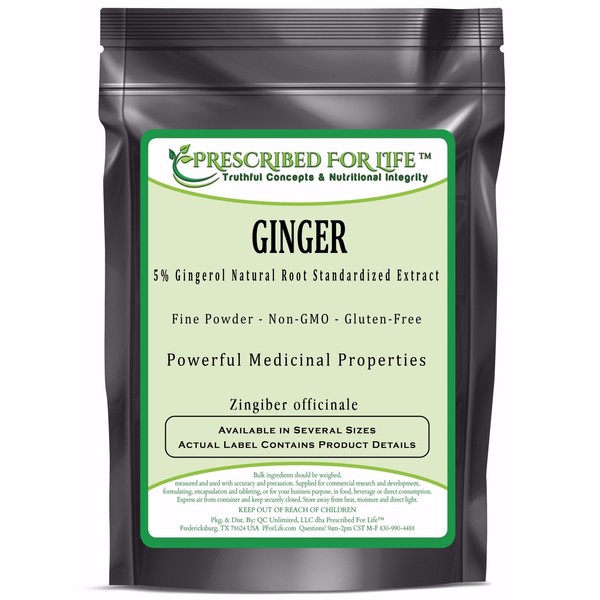 Prescribed For Life Ginger Root Powder 5% Gingerol | Natural Ginger Root Extract Powder | Natural Ginger Powder for Digestive Health and Immune Support | Gluten Free, Vegan, Non GMO (2 kg / 4.4 lb)