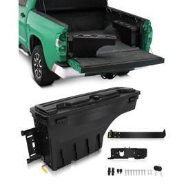 SCITOO Truck Bed Tool Box 180° Rotating Storage Tool Box Fit For Ford F-150 1997-2014 Left Side Waterproof Black