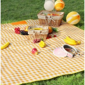Large Waterproof Plaid Picnic Mat for Outings Portable L/Green Leaf 2ea