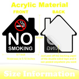 FTONENI No Smoking Signs for Home, No Smoking Signs for Business, 5.7"" x 6"" Acrylic Self-Adhesive Airbnb Signs - PZC036, Standard, Black