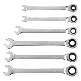 NAMYEUT 6-Piece Ratchet Wrench Set, 6-11 mm Combination Spanner, Combination Spanner, 5° Swivel Range, 72 Teeth Wrench for Maintenance Work