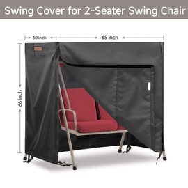 Outdoor Swing Covers for Patio Swing 2 Seater, 65" L x 50" D x 66" H, 2 Seat Swing Cover Waterproof, Porch Patio Swing Canopy Cover, Windproof UV Resistant All Weather Protector - Black