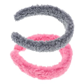 FRCOLOR 2pcs Padded Fleece Headband for Women Stylish Hair Accessories for Skincare Makeup Removal Shower Cozy Rose Red Light Blue Headbands