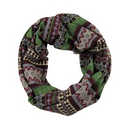 RW Soft & Cozy Knit Aztec Print Infinity Scarf (Green)