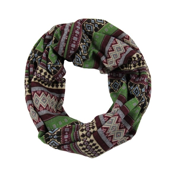 RW Soft & Cozy Knit Aztec Print Infinity Scarf (Green)