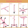 Niuadage Salon Tray on Wheels-Height Adjustable Color Tray-Salon Service Tray-Pink