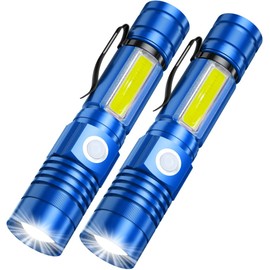 Spriak Rechargeable LED Flashlights, Magnetic Flashlight Super Bright Tactical Flashlight with SideLight,USB Rechargeable,Zoomable,Waterproof Best Small Flashlight for Camping, Emergency Blue