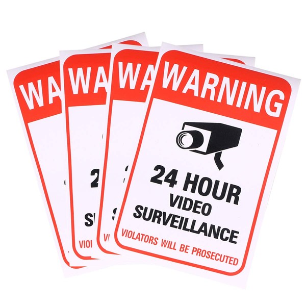 NUOBESTY 24 Hour Video Surveillance Sign Decal,Business Camera Alarm System