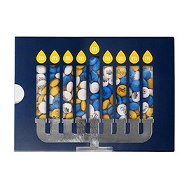 M&M'S Milk Chocolate Happy Hanukkah Gift Box - 1 lb of Blue, Gold & White M&M'S Chocolate Candies with Hanukkah Themed Images, Perfect Holiday Gift