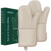 Oven Mitts, Beneno 2Pcs Non-Slip Silicone Textured Cotton Oven Mitts