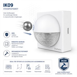 Theben 1010200 theLuxa R180 WH Motion Sensor PIR 180° 12 m Outdoor IK09