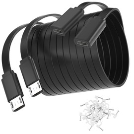 SIOCEN 2 Pack 13FT Micro USB Extension Cable for Zmodo,Male to Female Extender Flat Power Cord Compatible for Wyze Cam v3 v2,Yi Camera,Oculus Go,Netvue,Nest Cam,Blink,Furbo Dog Home Security Camera