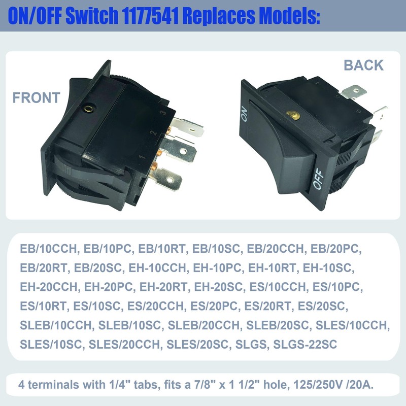 DTAIR 1177541 Range Power Switch Replacement for Southbend Range 20A(SPDT)