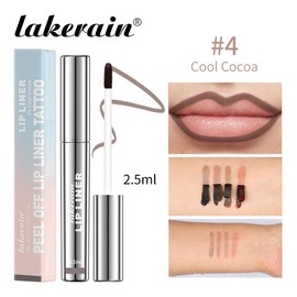 4Pcs Peel Off Lip Liner Stain Set , Waterproof Nude Matte Lip Tint, Non-Fading Peel Off Lip Color, Effortless Precision & Full Coverage, 24H Color Hold:_04#COOL COCOA