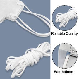 WedDecor Flat Mask Elastic Cord, Elastic String Stretchy Strap Cord for DIY Mask Making, Flat Elastic Band White Elastic Ribbon for Sewing and Crafts, 3mm Width, 100 Metres