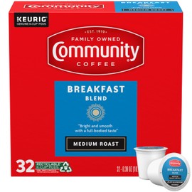 Community Coffee Breakfast Blend Medium Roast Single Serve Keurig K-Cup Pods 32 ct Box