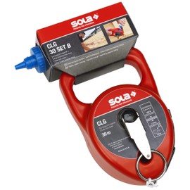 Sola CLG Chalk Line Set, Blue, Chalk Line with Chalk in Practical Set, 30 Metres Marking Line for Easy Marking, Blue Chalk Powder for Good Visibility on Light Surfaces