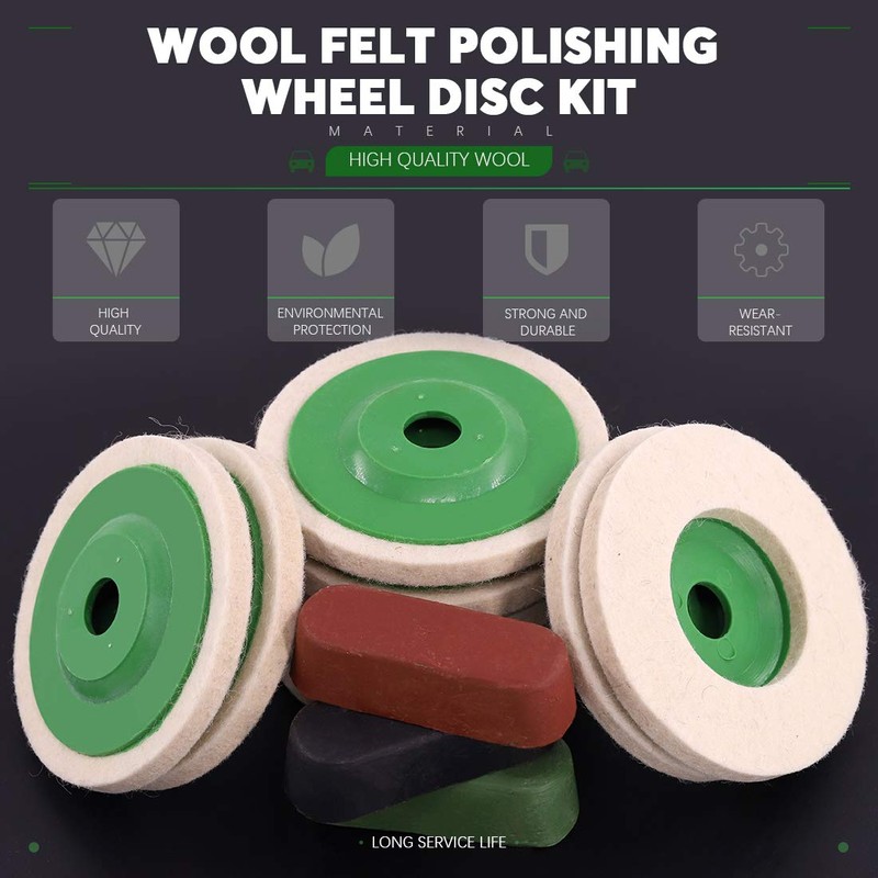 Keadic 13Pcs 4 Inch Wool Felt Polishing Wheel Disc Kit