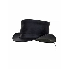 Genuine Leather Top Hat Fashion Gentleman Hat Black Deadman Top Hat for Men Women
