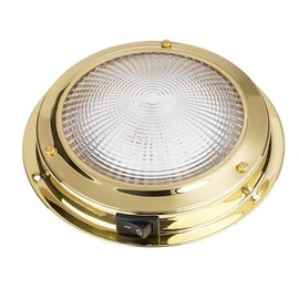 SEAFLO 5” Round Boat/RV Interior Ceiling LED Dome Light - 12V, 3.6W, White Light (5500-6300K), Built-In On/Off Rocker Switch, Cabin for RV & Boats, CE & RoHS Certified(5”, Brass Bezel)