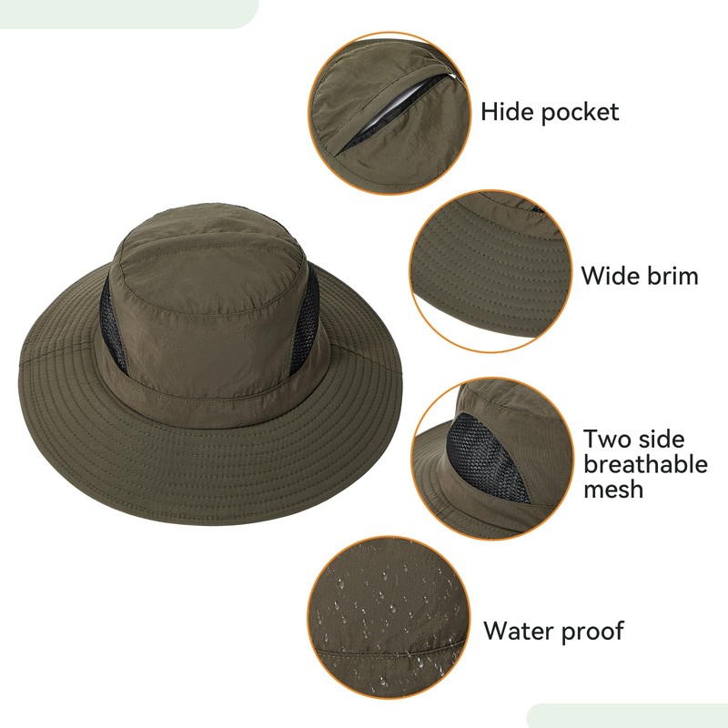 American Trends Fishing Hat with Hidden Mosquito Net Bug Net