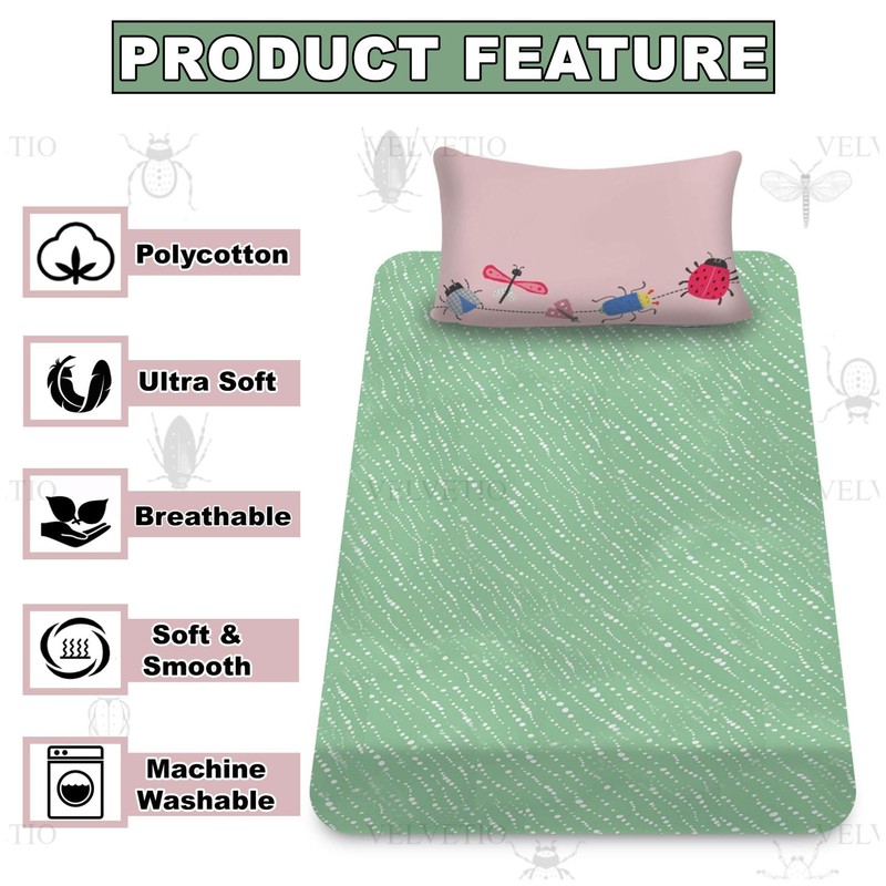 VELVETIO Luxury Kids Fitted Sheet with Matching Pillowcase, Boys &