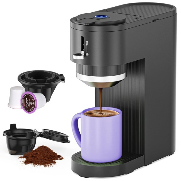 Single Serve Coffee Maker, Compatible with Capsule and Ground, 5