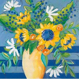 IHR Ideal Home Range Party Napkins Disposable 3-Ply Paper Lunch Napkin Pack, 6.5" x 6.5", Floral Bursts, 20-Count