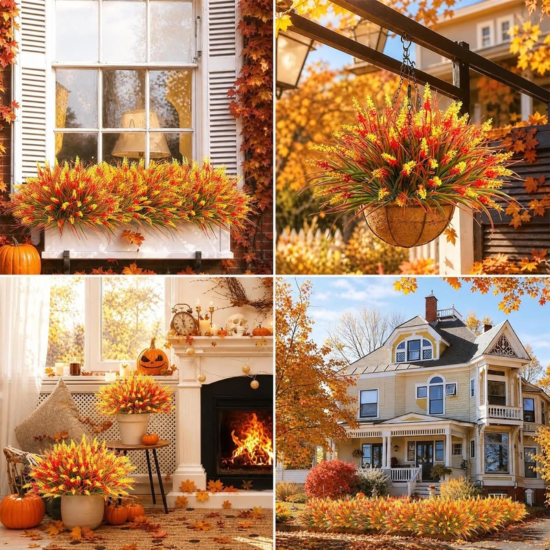 JoyeuVie Autumn Flowers Artificial 18 Pcs Autumn Decorations Fall Lavender