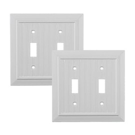 Pack of 2 Wall Plate Outlet Switch Covers by SleekLighting | Classic Beadboard Wall plates| Variety of Styles: Decorator/Duplex/Toggle/Blank / & Combo | Size: 2 Gang Toggle