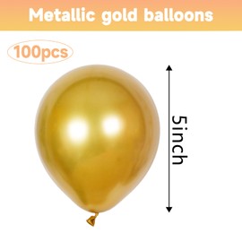 100 Pcs Metallic Gold Balloons 5 Inch Shiny Gold Chrome Latex Balloons Mini Metallic Balloons for Birthday Baby Shower Engagement Wedding Festival Party Decorations