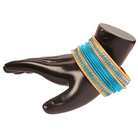 Touchstone "Metallic Colorful 2 Dozen Bangle Collection Indian Bollywood Textured Turquoise Golden Color Jewelry Special Large Size Bangle Bracelets Set of 12 in Antique Gold Tone for Women