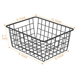 5 Pack Wire Storage Baskets, HZSOOCH Premium Pantry Baskets for Storage, Metal Freezer Storage Organizer Baskets Bins with Handles for Kitchen Cabinets, Pantry, Bathroom (Black, Small)