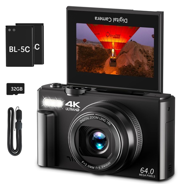 4K Digital Camera for Photography, 64MP Vlogging Camera for YouTube
