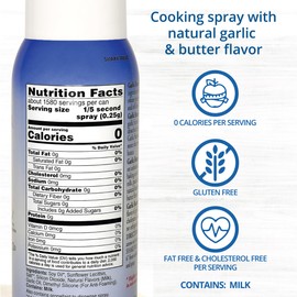 Butter Buds Buttermist Garlic – Food Spray & Pan Release High-Smoke Point Cooking Oil Spray Made with Natural Butter and Garlic Flavors, 17 Oz