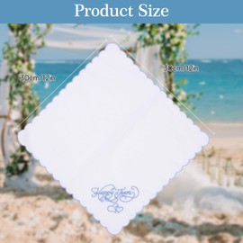 Happy Tears Handkerchief, 12x12 Happy Tears Tissues Wedding, White Cotton with Scallop Lace, Wedding Present ，for Bride & Loved Ones