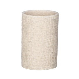 WENKO Zahnputzbecher Peanut Beige - Zahnbürstenhalter für Zahnbürste und Zahnpasta, Polyresin, 7 x 10.5 x 7 cm, Beige