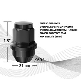 24pcs 14x1.5 OEM Black Lug Nuts for 2015-2025 F150/Expedition, M14x1.5 Factory Style Acorn 21mm Hex Large One-Piece Wheel Lug nut Factory Wheels