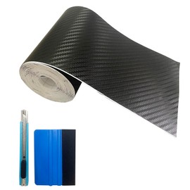 Carbon Fiber Vinyl Tape for Black Out Chrome Delete Window Trim with Tool Kit, MFQNENLK Black Vinyl Wrap Tape Roll, Self-Adhesive Car Chrome Door Trim Delete Tape DIY Film (4 inches x 30 feet)