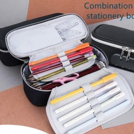 Password Lock Pencil Case, Large Capacity Pencil Case, 4 Layers Lightweight Wearable Lock Combination Zipper Pen Bag with Double Zipper for Student