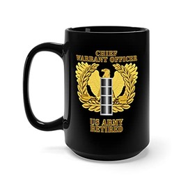 Black Mug 15oz - Army - Emblem - Warrant Officer - CW4 - Retired
