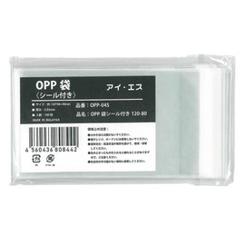 I.S. OPP-04S OPP Bags, Transparent, 100 Sheets with Stickers, W3.1 x H4.7 inches (80 x 120 mm)