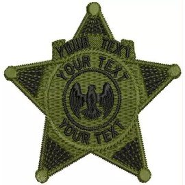 Custom Badge 1 Embroidery Patch 4x3.75'' Velcr@ On Back Od Green On black