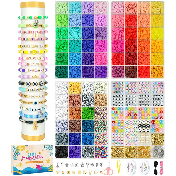Dowsabel 15000 Pcs Clay Beads Bracelet Making Kit, 4 Boxes