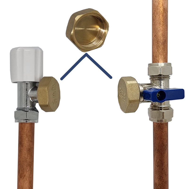 Compression Washing Machine 3/4" Brass Blanking Nut Cap - Pack