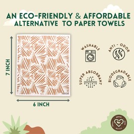 DECEE Swedish Dishcloths (Mosaic), 5-Pack, Reusable, Washable Cellulose Cotton Kitchen Cloths,Replace Paper Towels, Sponges, Dish Rags