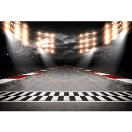 CSFOTO 10x6.5ft Finish Line Race Track Backdrops Car Racing Hot Wheels Racer Sport Photo Background Bleachers Motorsport Champion Sport Competition Party Backdrop